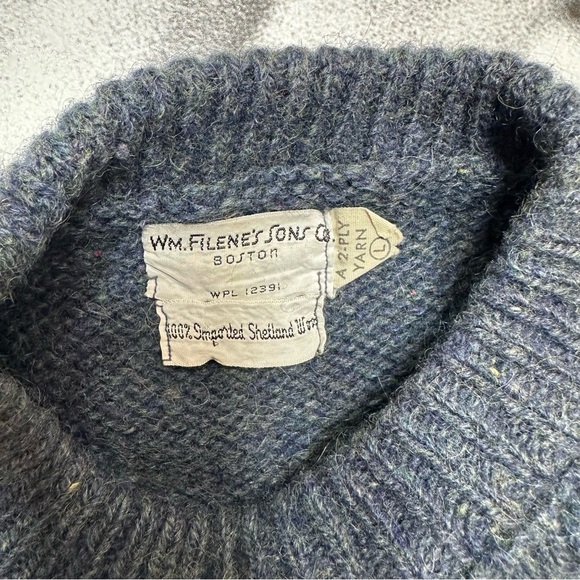 WM. Filene’s Son’s VNTG 60s made in USA sz Large Shetland Wool Knit Sweater A32 - Picture 4 of 4
